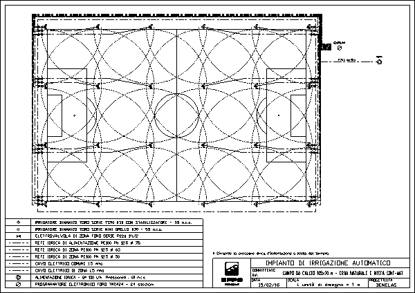 Disegno impianto irrigazione campo da calcio