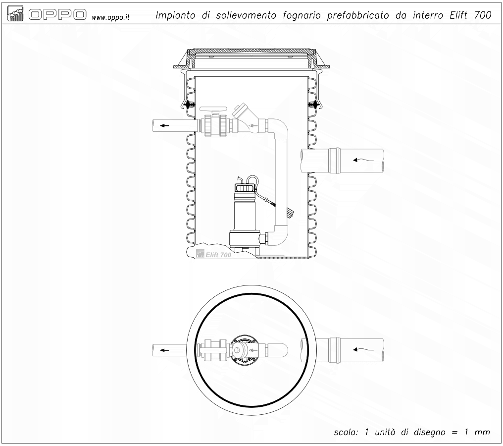 Disegno Impianto di sollevamento fognario Elift 700