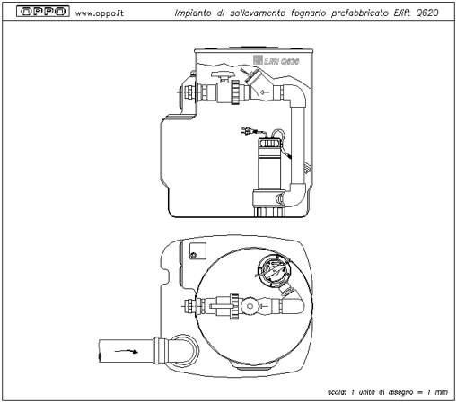 Disegno Impianto di sollevamento fognario Elift Q620