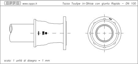 Tazza Toulipe in Ghisa con giunto Rapido