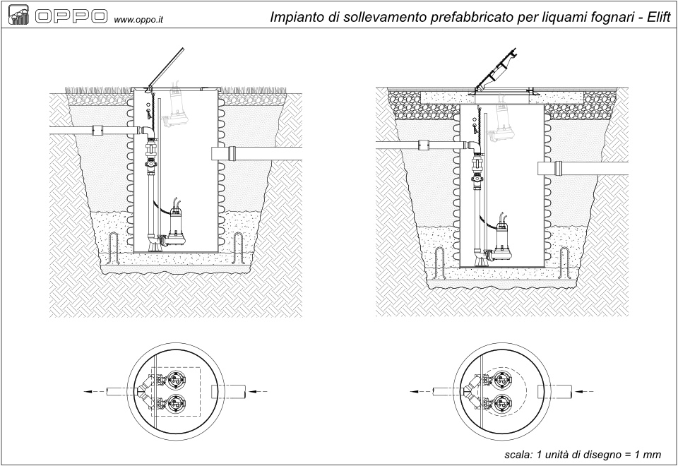 Disegno Impianto di sollevamento fognario Elift 1200